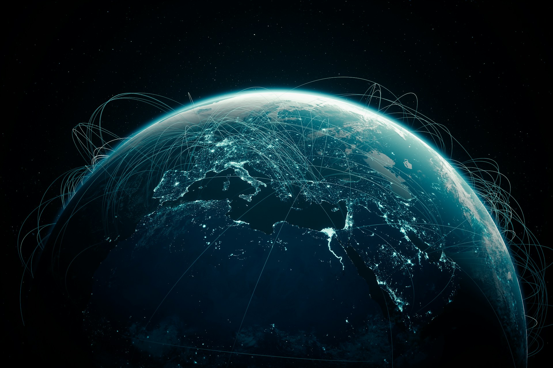 Planet Earth with connections